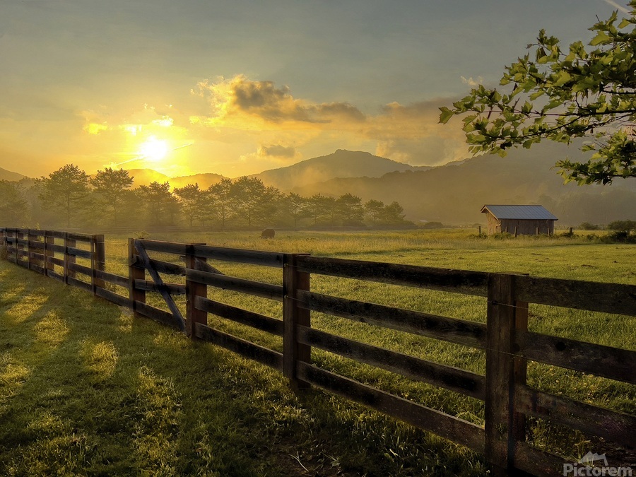Sunrise Over The Farm  Print